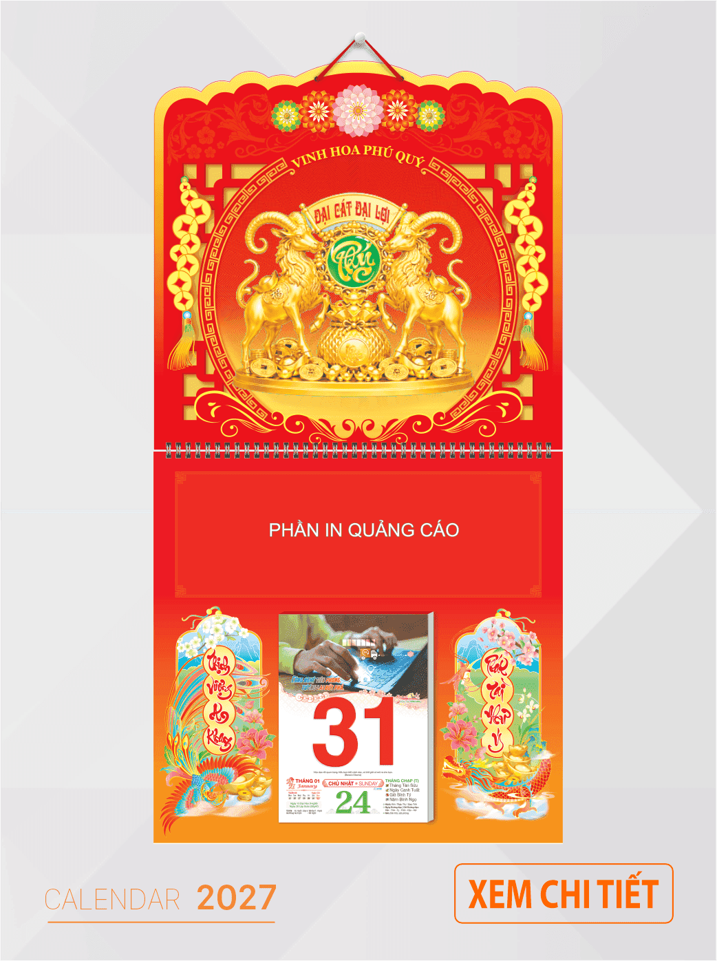 bìa lịch gắn bloc 2026