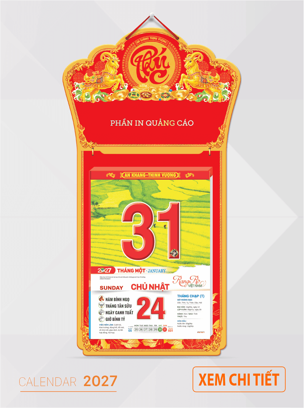 Mẫu lịch bloc an hảo 2027