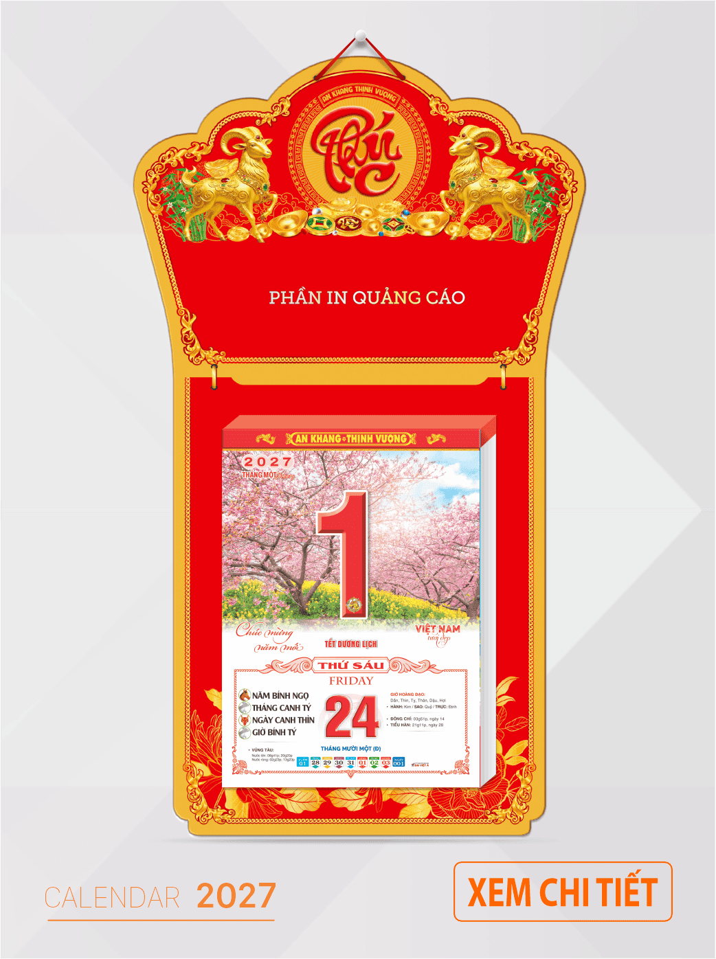Mẫu lịch 17x24 năm 2027